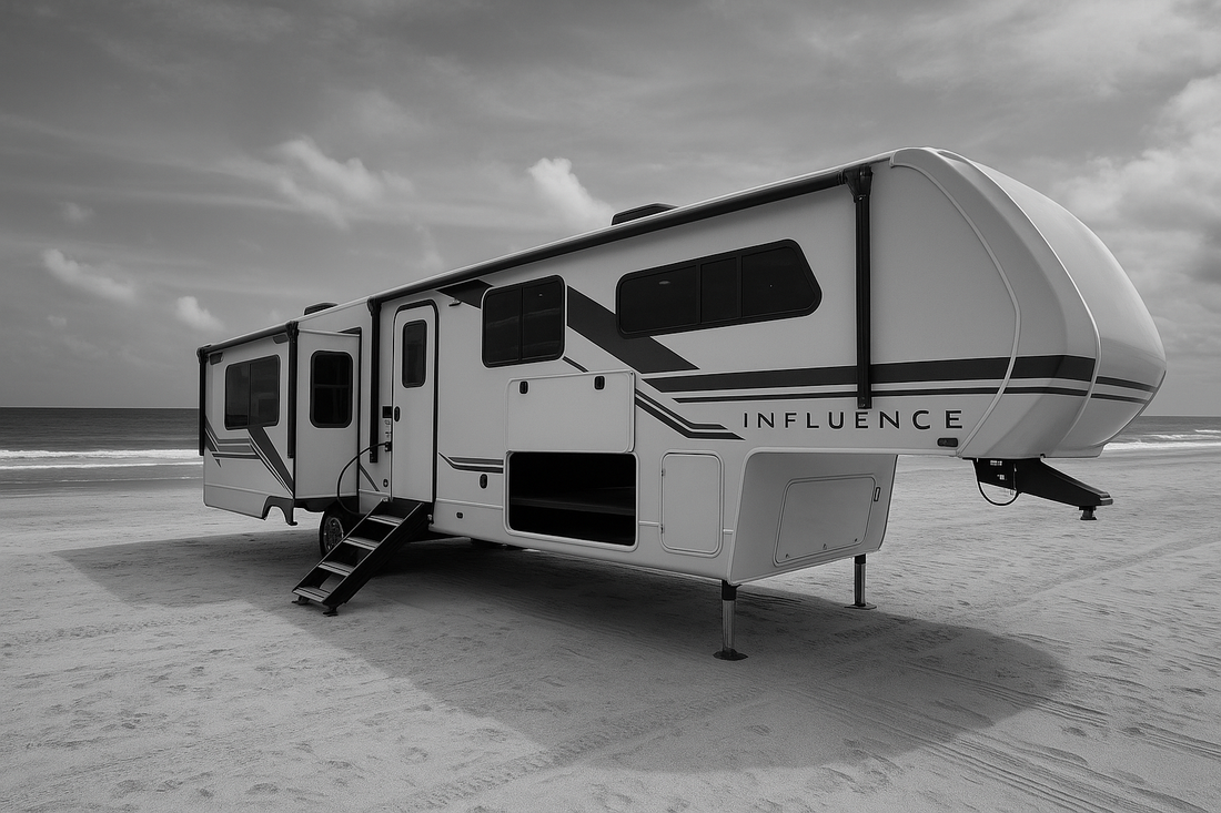 Grand Design Influence 3203gk on beach