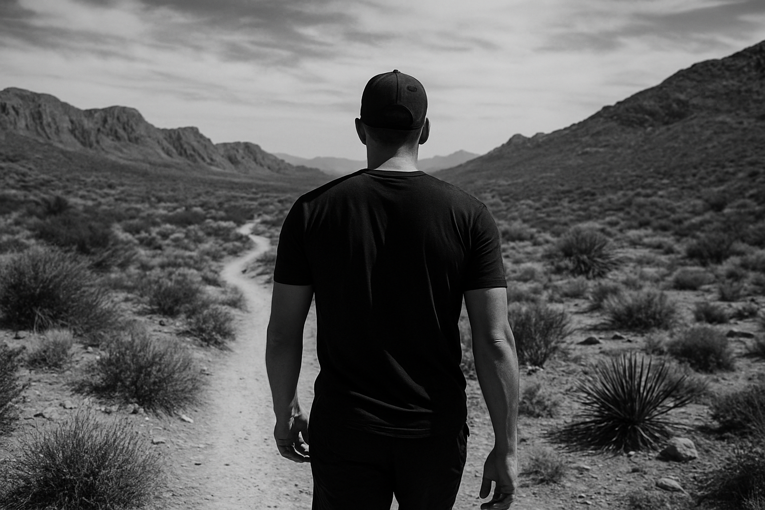 less muscle and white a black shirt on